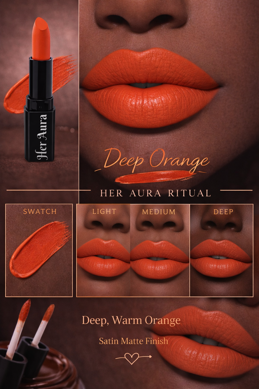 Satin Lipstick - Deep Orange (Matte)