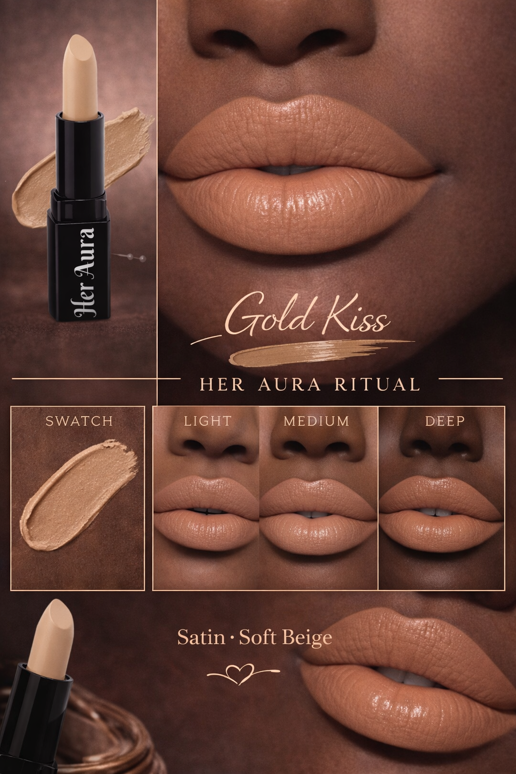 Satin Lipstick - Gold Kiss