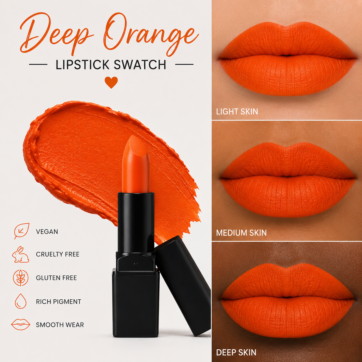Her Aura Ritual™ Satin Lipstick – Deep Orange