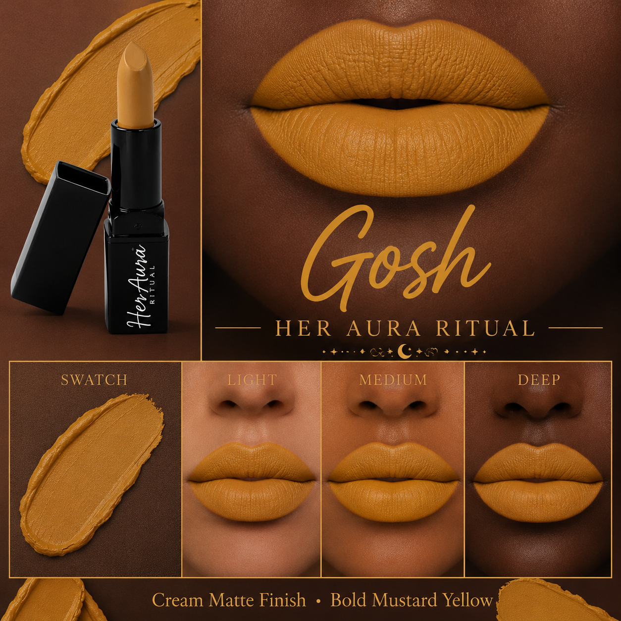 Gosh Matte Lipstick | Bold Mustard Yellow Statement Lip