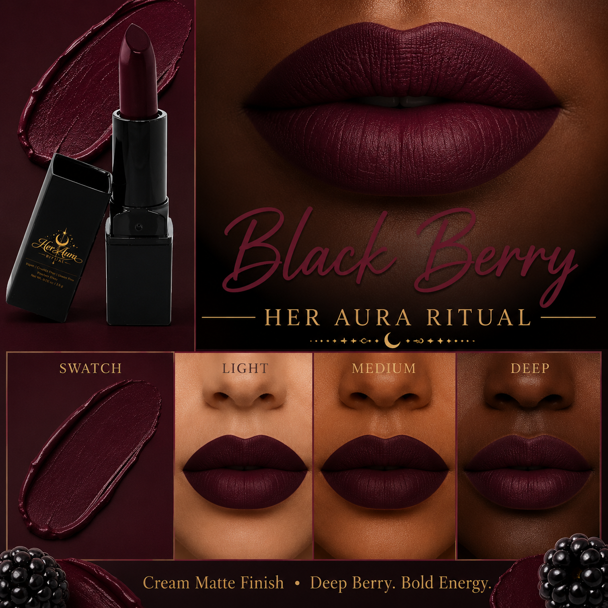 Black Berry Lipstick | Deep Blackberry Wine Lipstick