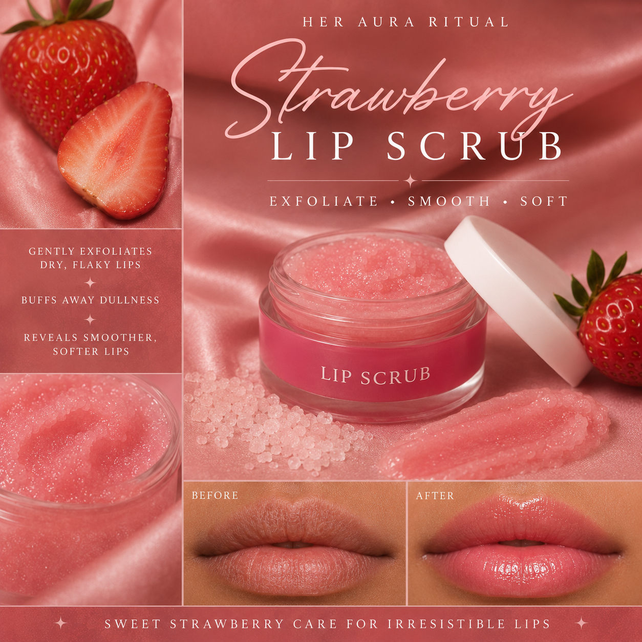 Strawberry Lip Sugar Scrub | Exfoliating Lip Treatment