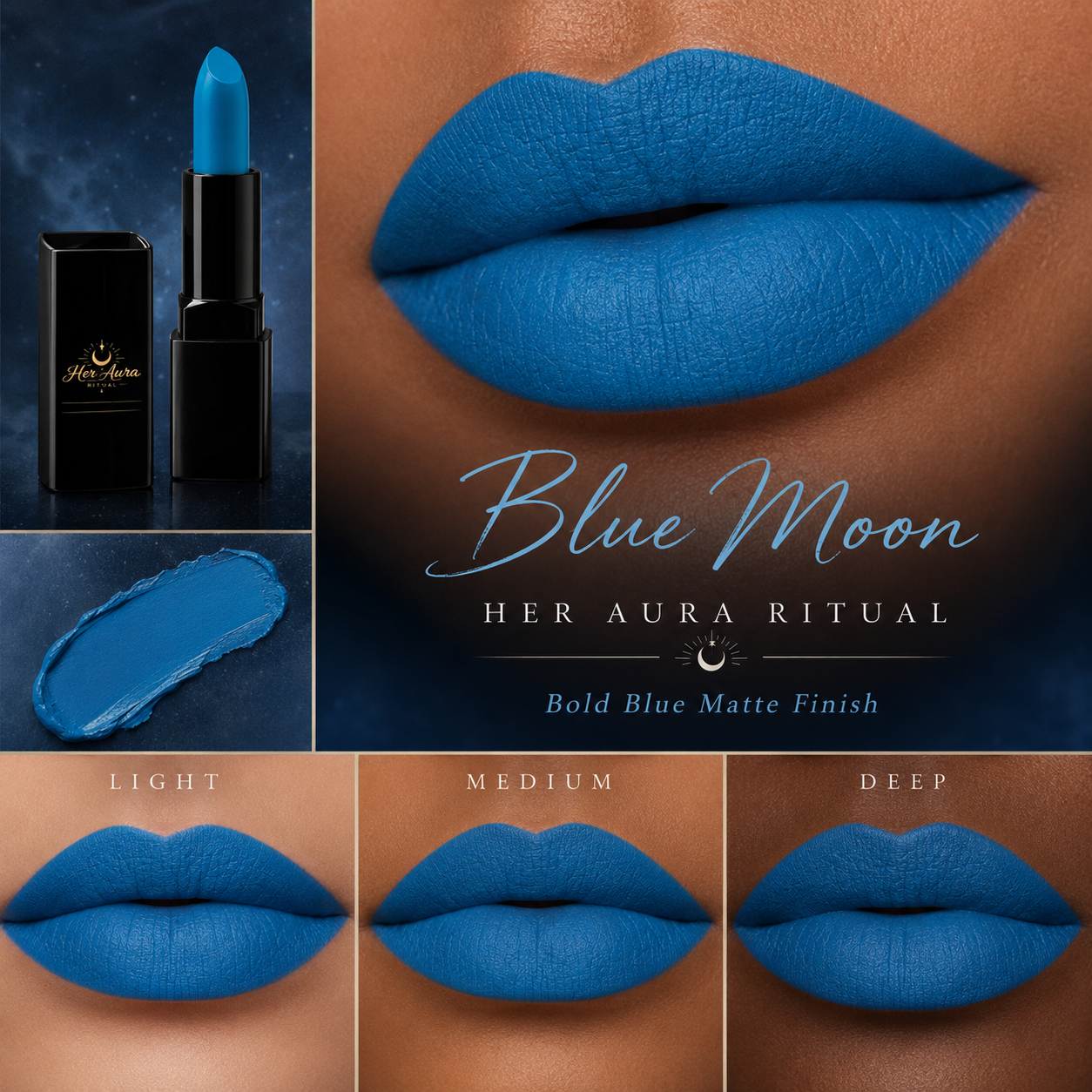 Blue Moon Matte Lipstick | Bold Sky Blue Statement Lip